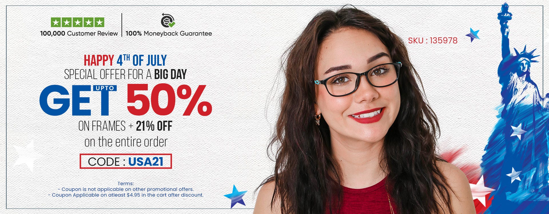 Get UPTO 50% Discount On All Frames & 21% OFF On The Entire Order CODE: USA21