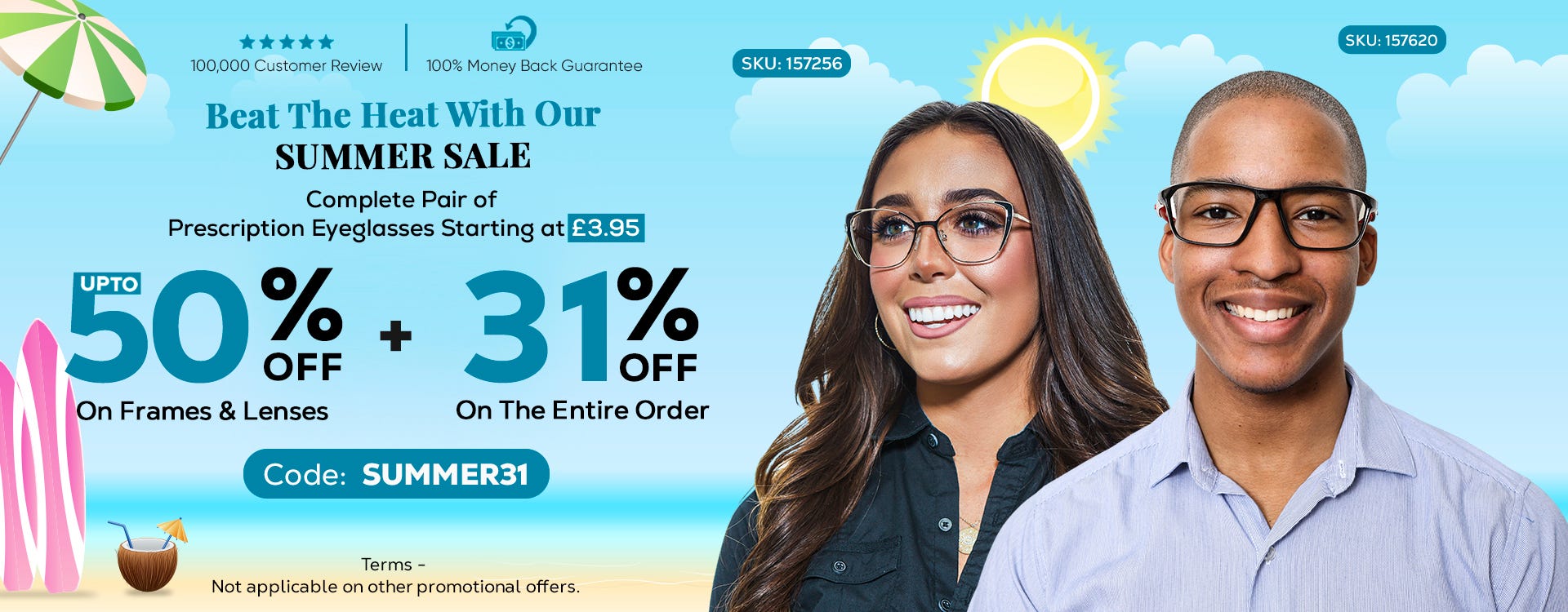 Upto 50% Discount On Frames & Lenses Extra 31% OFF On The Entire Order CODE: SUMMER31