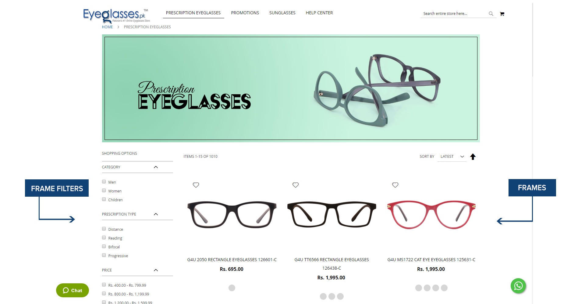 Select A Frame at Eyeglasses PK