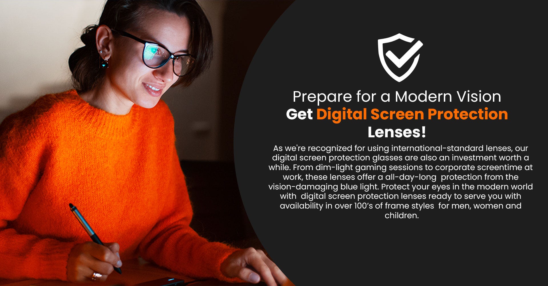 Get Blue Cut Digital Screen Protection Lenses - Eyeglasses.pk